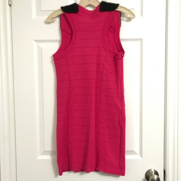 NWOT Y2K BEDO Statement Sequin Shoulder Bodycon Dress L Sleeveless Pink - Picture 2 of 6